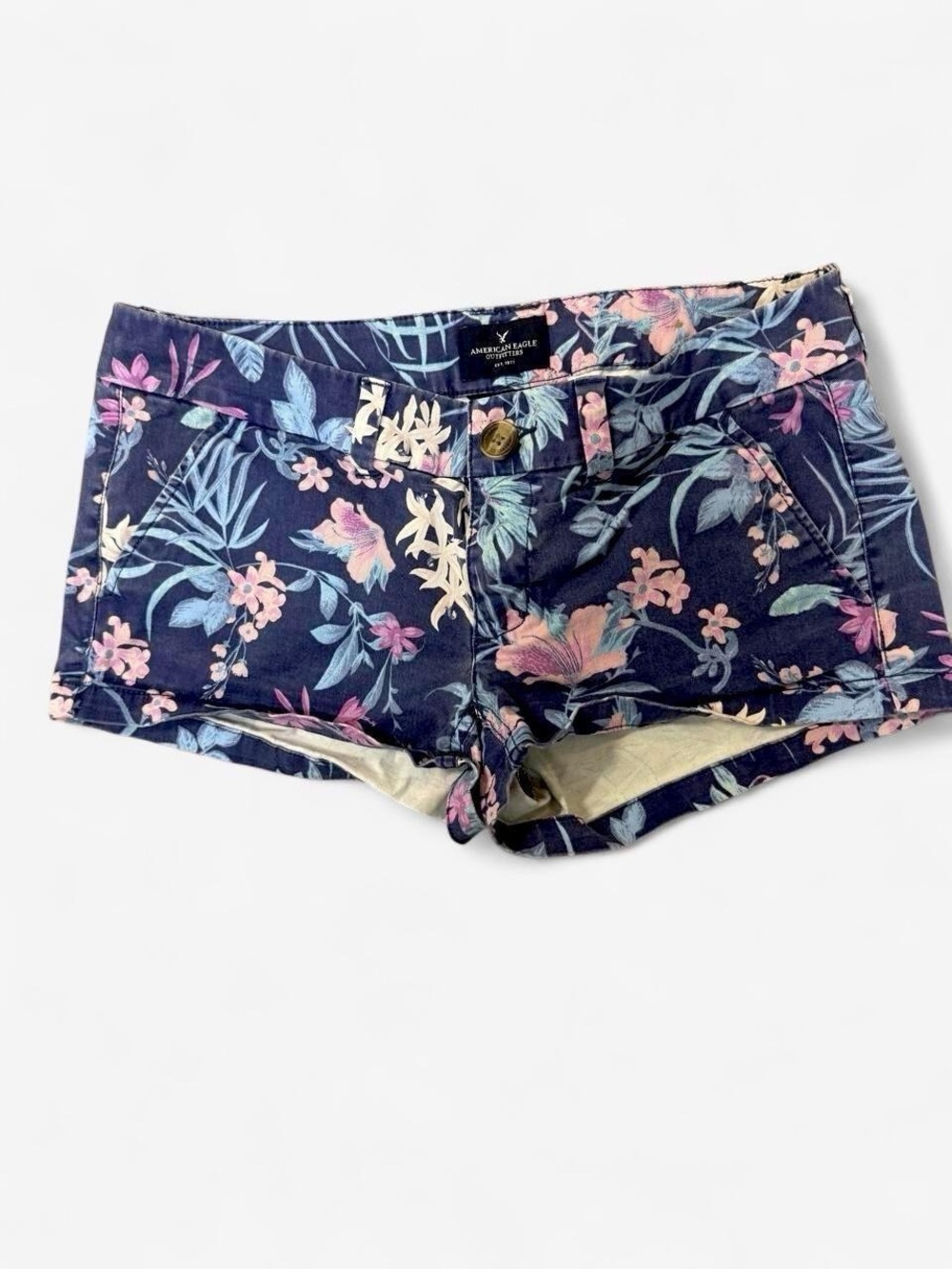 American Eagle Outfitters Navy Floral Jean Shorts